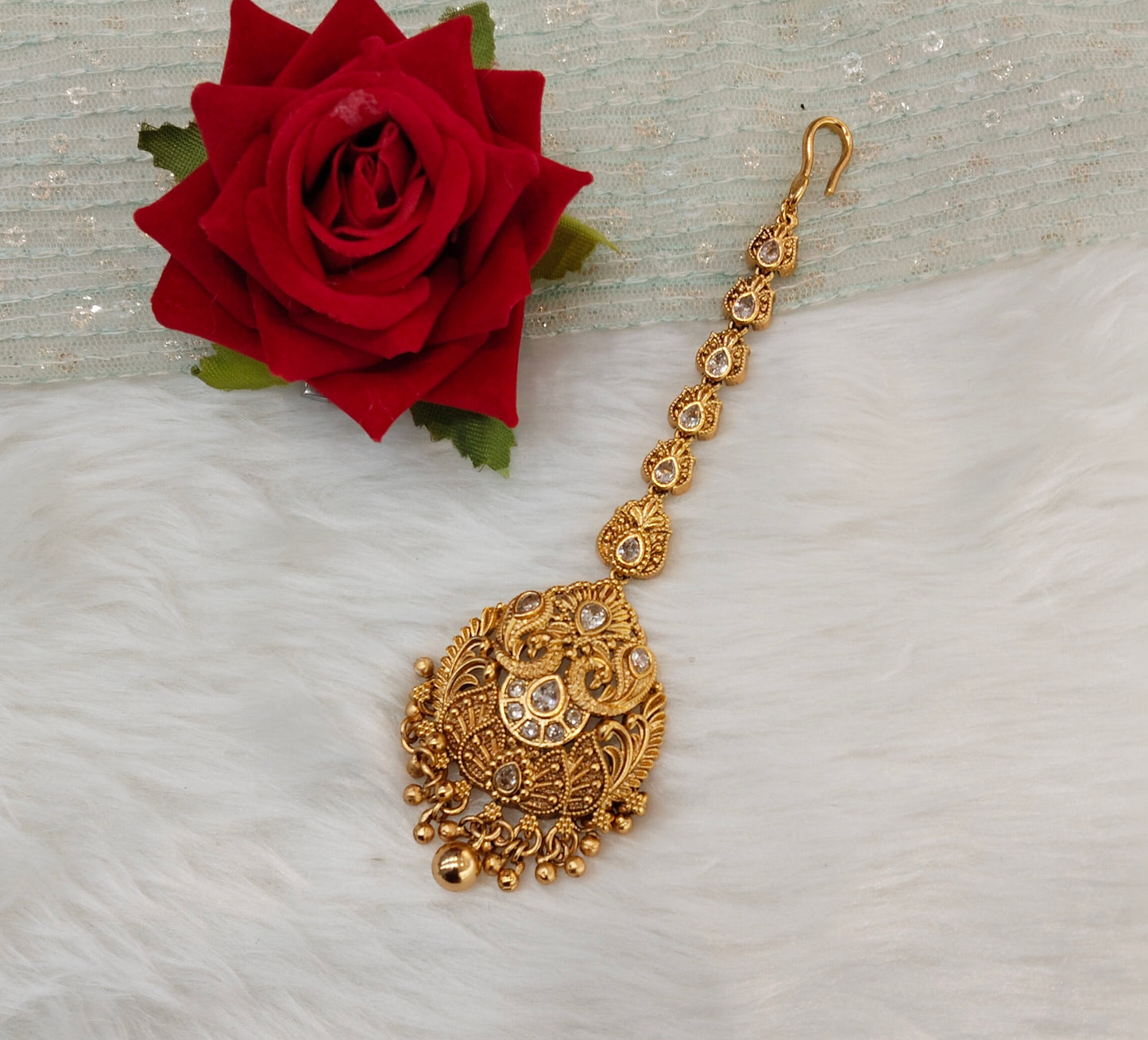 Gold polki Tikka Jewellery Indian Headpiece Jewellery