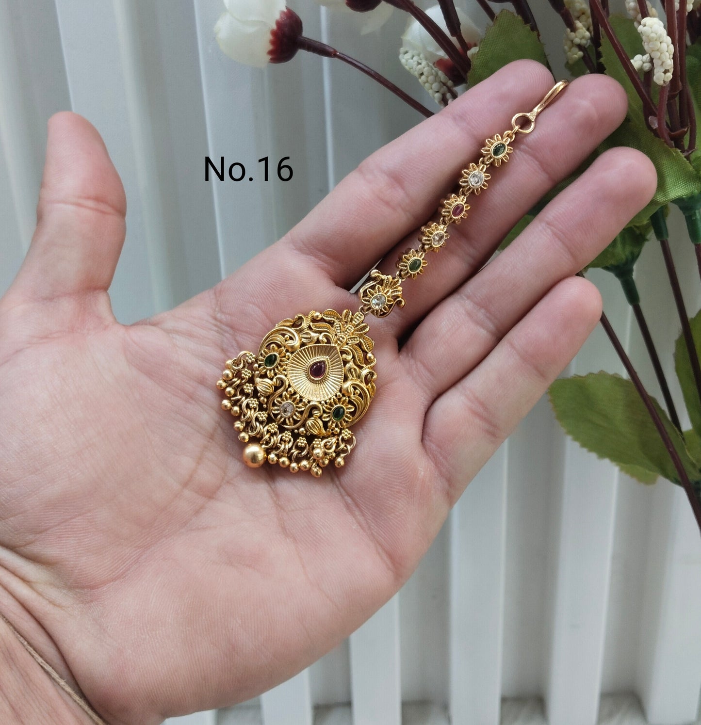 Gold polki Tikka Jewellery Indian Headpiece Jewellery