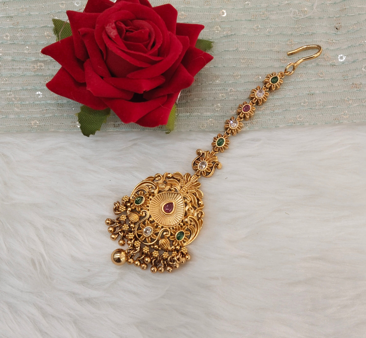 Gold polki Tikka Jewellery Indian Headpiece Jewellery