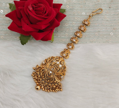 Gold polki Tikka Jewellery Indian Headpiece Jewellery