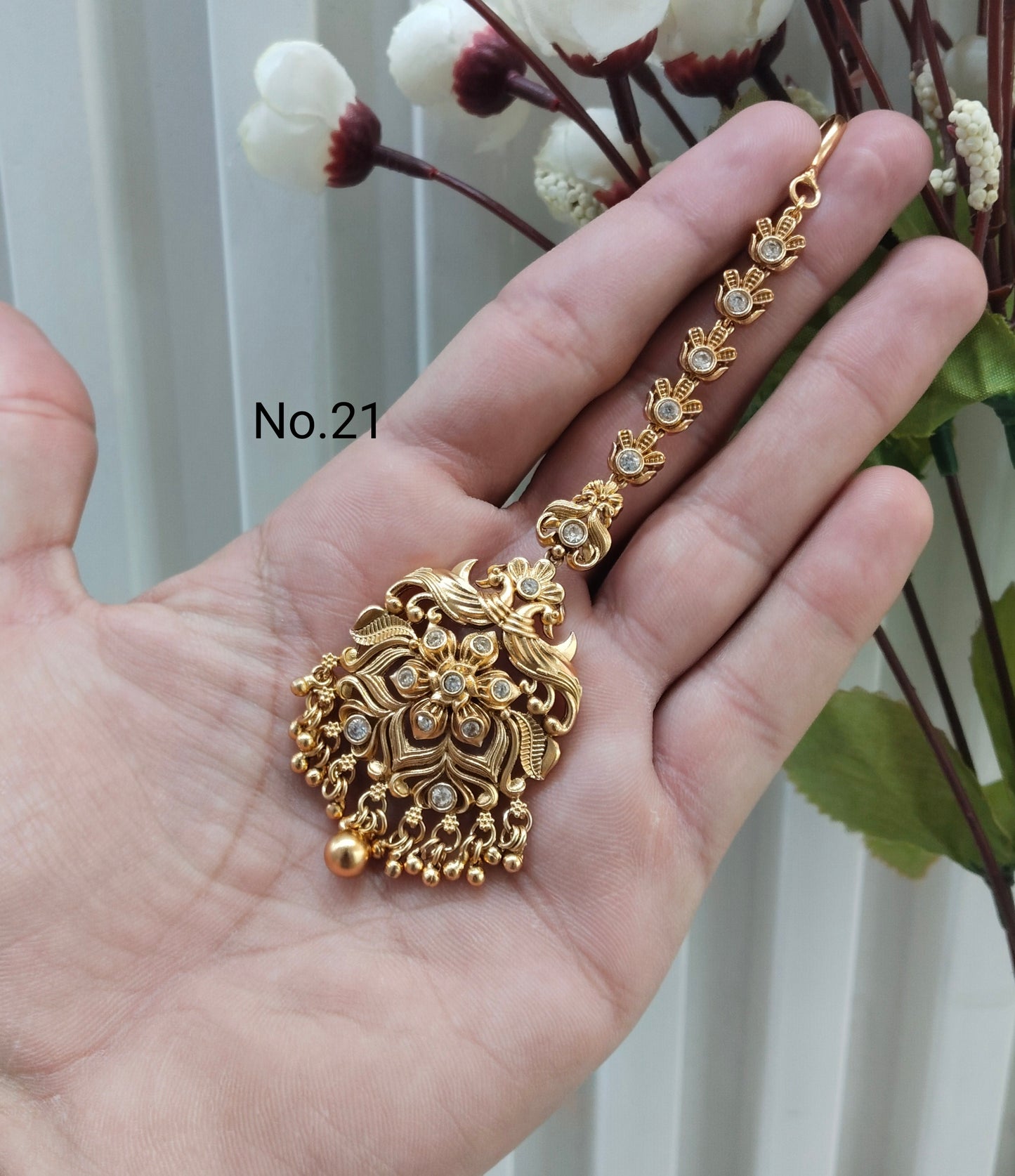 Gold polki Tikka Jewellery Indian Headpiece Jewellery