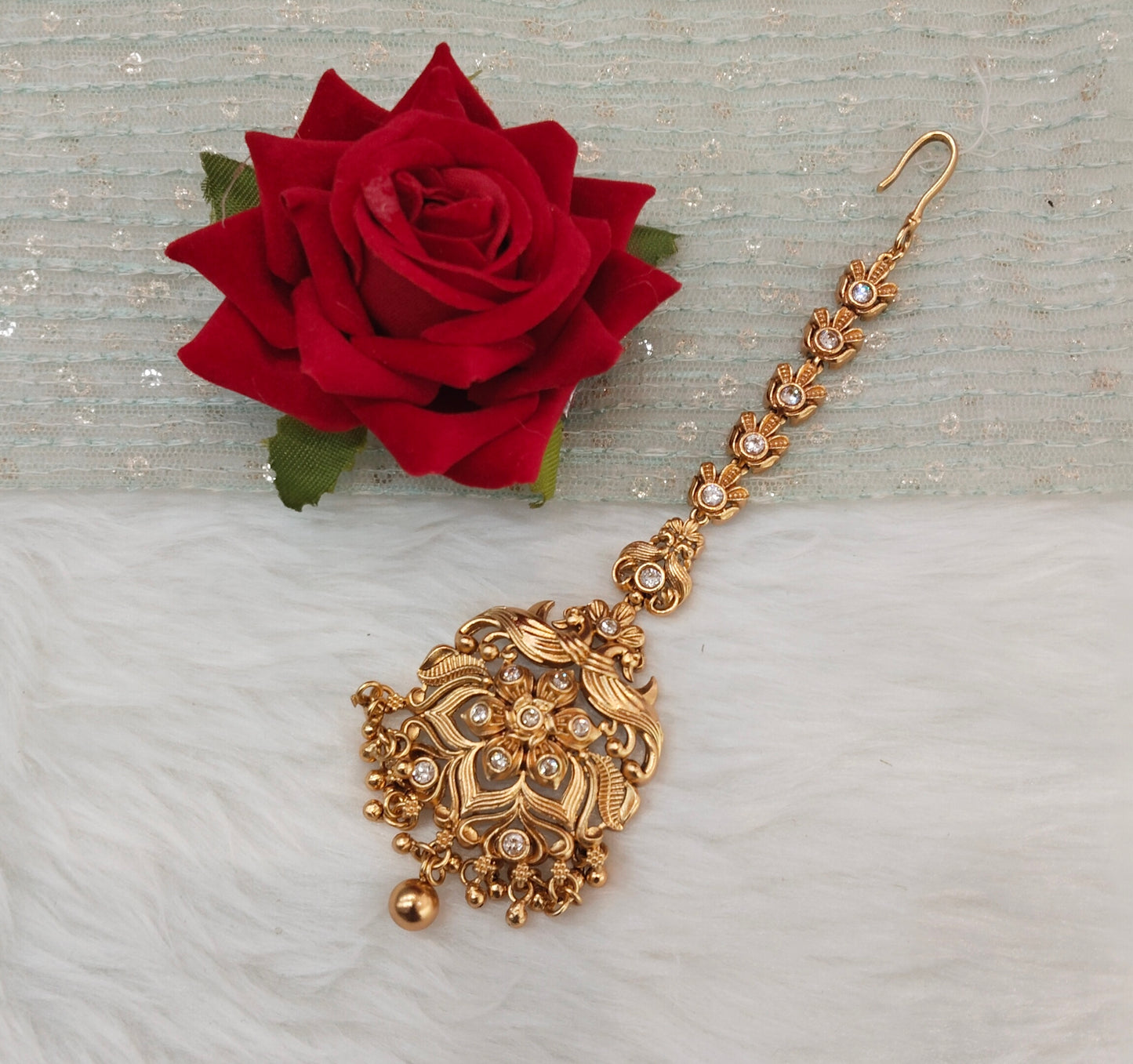 Gold polki Tikka Jewellery Indian Headpiece Jewellery
