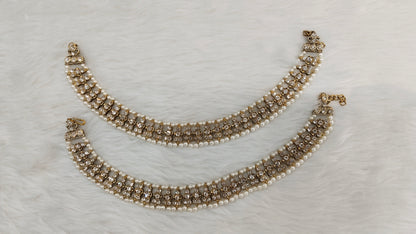 Antique Gold Anklets Jhanjar Payal Indian Jewellery  Set