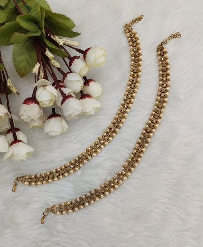 Antique Gold Anklets Jhanjar Payal Indian Jewellery  Set