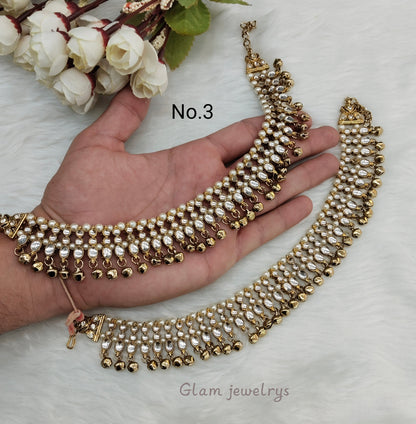 Antique Gold Anklets Jhanjar Payal Indian Jewellery  Set