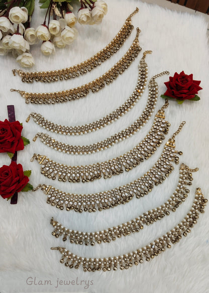 Antique Gold Anklets Jhanjar Payal Indian Jewellery  Set