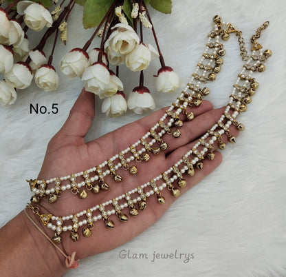 Antique Gold Anklets Jhanjar Payal Indian Jewellery  Set