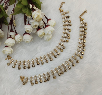 Antique Gold Anklets Jhanjar Payal Indian Jewellery  Set