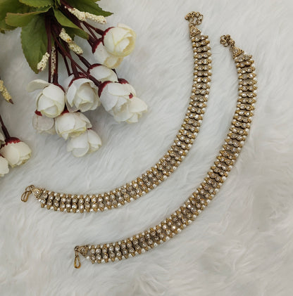Antique Gold Anklets Jhanjar Payal Indian Jewellery  Set