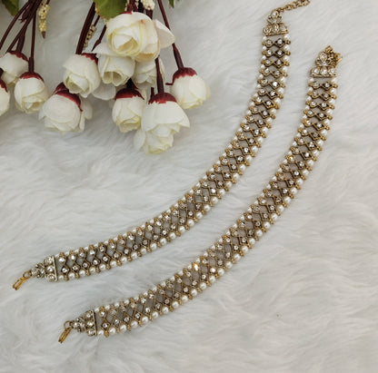 Antique Gold Anklets Jhanjar Payal Indian Jewellery  Set