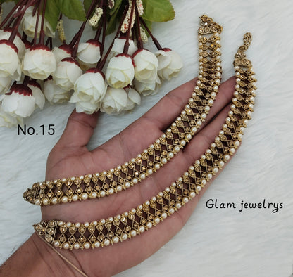 Antique Gold Anklets Jhanjar Payal Indian Jewellery  Set