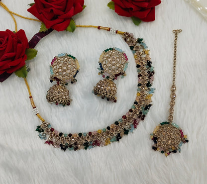 Multi Color Antique Gold Necklace Indian Jewellery Naman Set