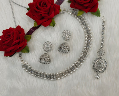 Silver White Necklace Indian Jewellery Nitish Set