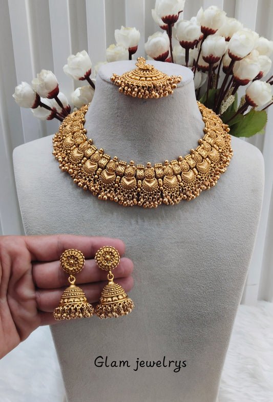 Gold Polki Necklace Indian Jewelry Selvi Set