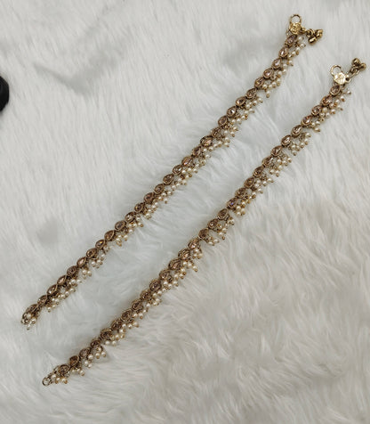 Antique Gold Anklets Jhanjar Payal Indian Jewellery  Set