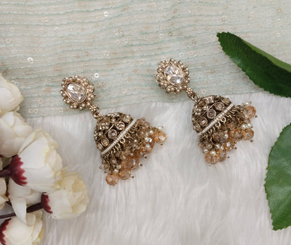 Antique Gold Jhumki Bollywood Ghatak Indian Earrings