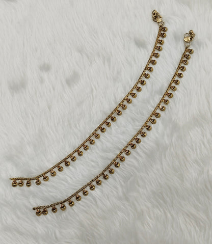 Antique Gold Anklets Jhanjar Payal Indian Jewellery  Set