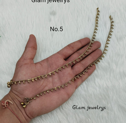 Antique Gold Anklets Jhanjar Payal Indian Jewellery  Set