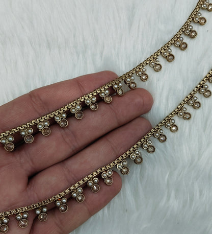 Antique Gold Anklets Jhanjar Payal Indian Jewellery  Set
