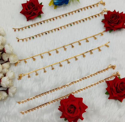 Gold Anklets Jhanjar Payal Indian Jewellery  Set