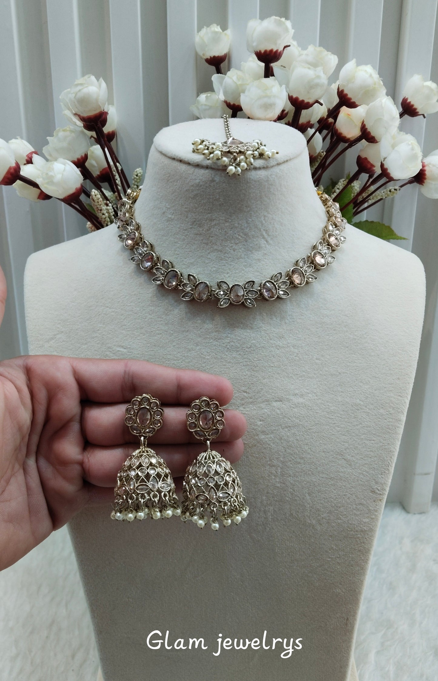 Antique Gold Necklace Indian Jewellery Mandeep Set