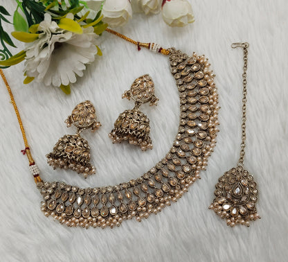 Antique Gold Necklace Indian Jewellery Gora Set