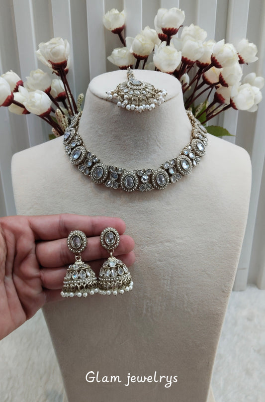 Antique Gold Necklace Indian Jewellery Mandeep Set