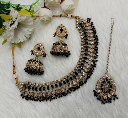 Black Antique Gold Necklace Indian Jewellery Gora Set