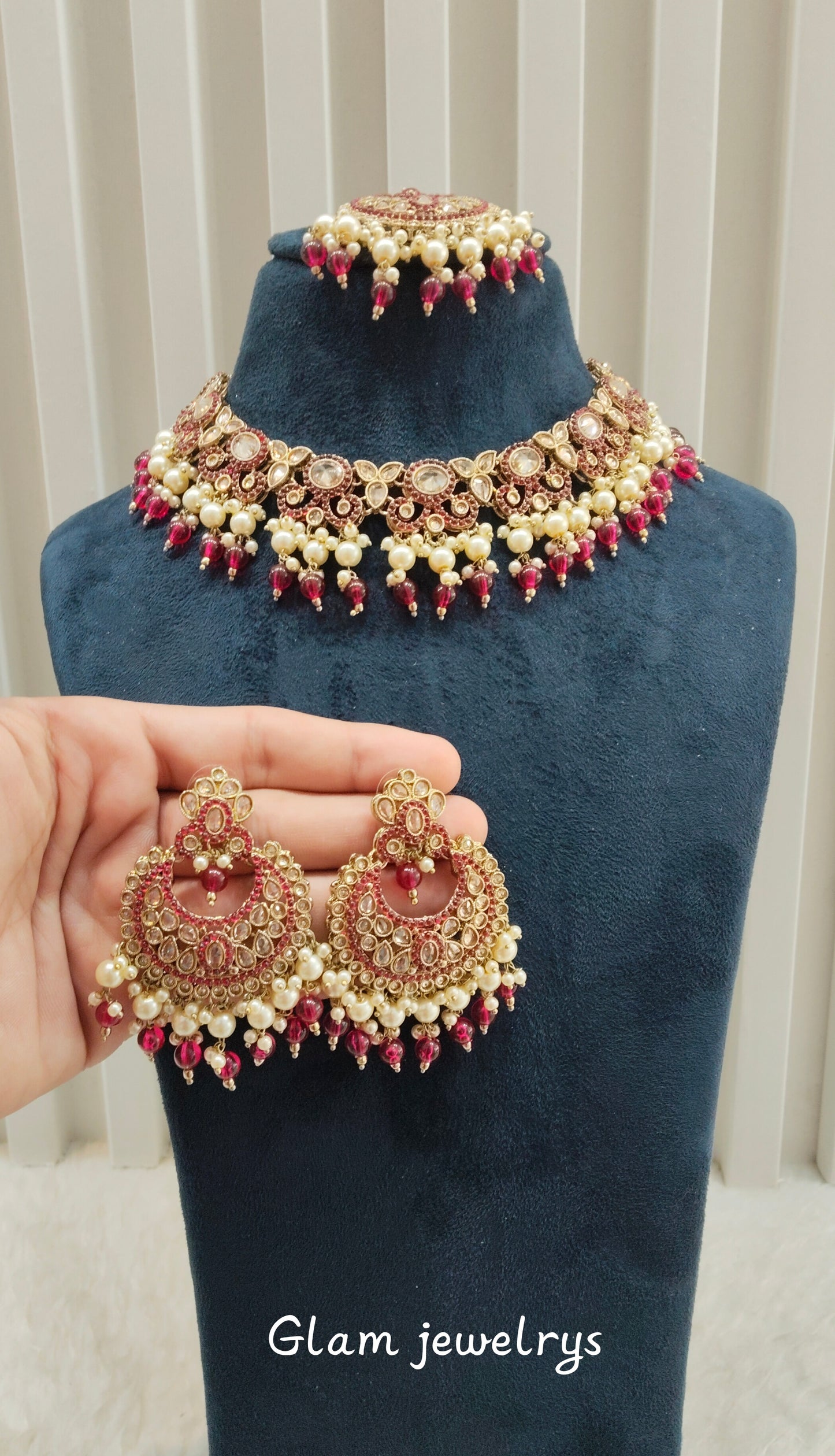 Majenta Antique Gold Necklace Indian Jewellery Mangu Set