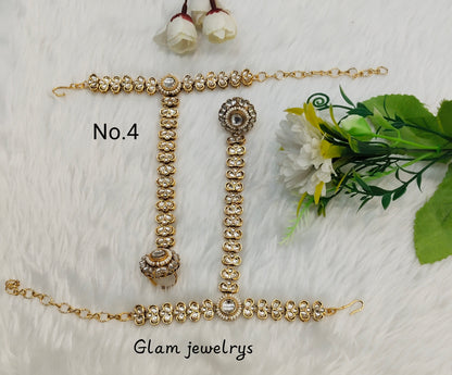 Indian Hand Bracelets Gold Bridal pair Finger ring Panja Jewellery