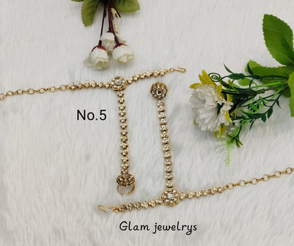 Indian Hand Bracelets Gold Bridal pair Finger ring Panja Jewellery