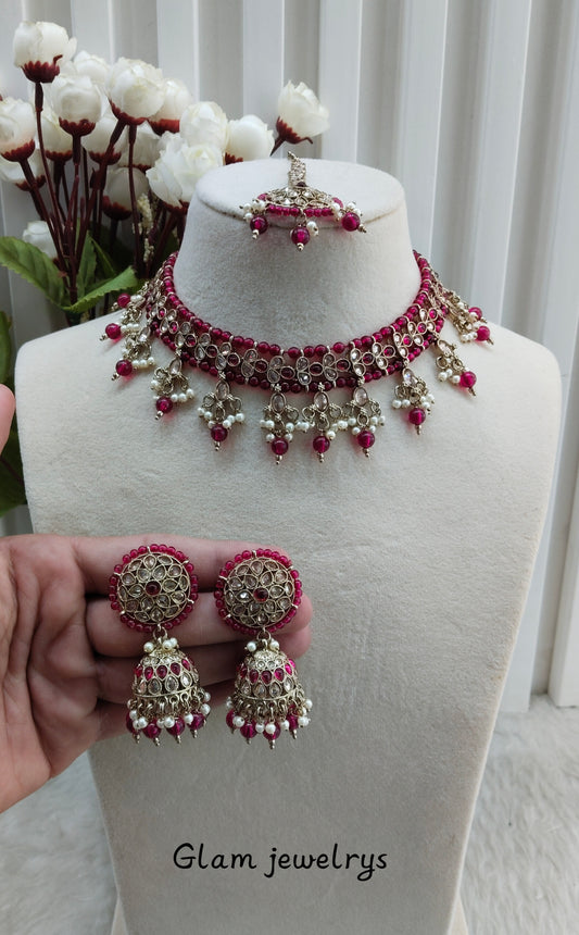Majenta Antique Gold Necklace Indian Jewellery Rami Set