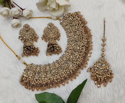Antique Gold Necklace Indian Jewellery Rcb Set