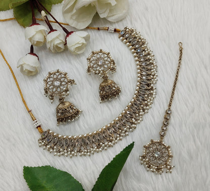 Antique Gold Necklace Indian Jewellery Race Set