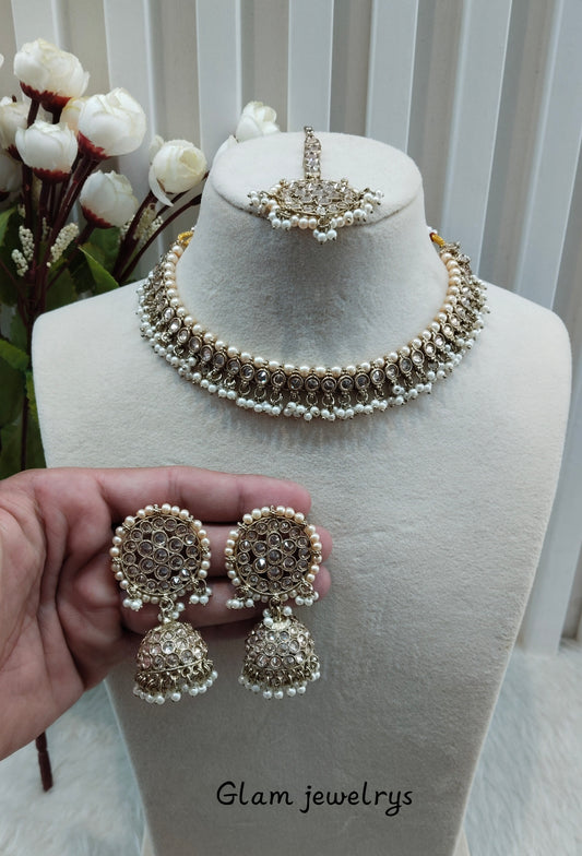 Antique Gold Necklace Indian Jewellery Naman Set