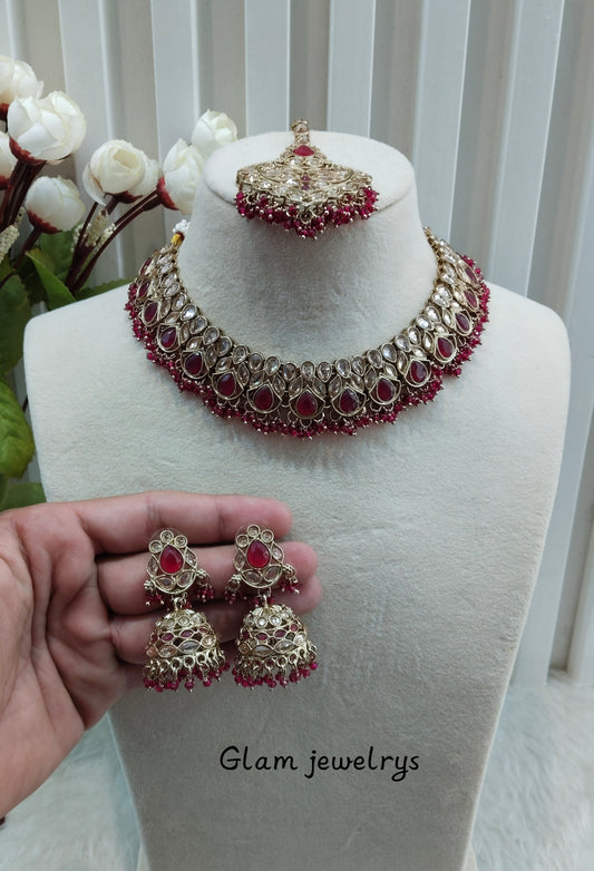 Majenta Antique Gold Necklace Jewellery Topply Set