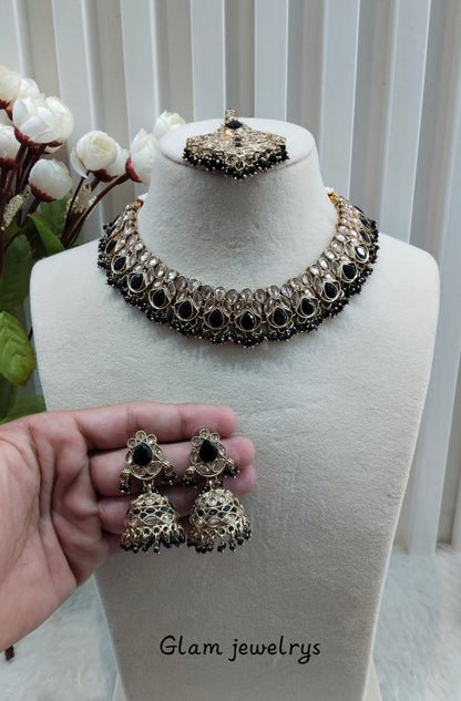 Black Antique Gold Necklace Indian Jewellery Topply Set