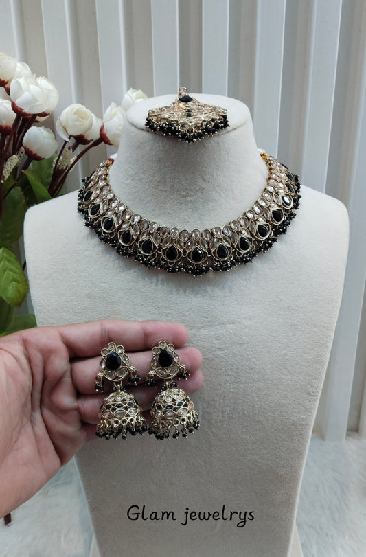 Black Antique Gold Necklace Indian Jewellery Topply Set