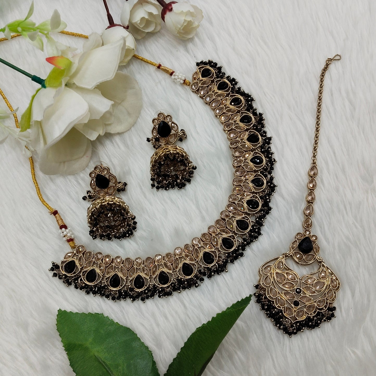 Black Antique Gold Necklace Indian Jewellery Topply Set