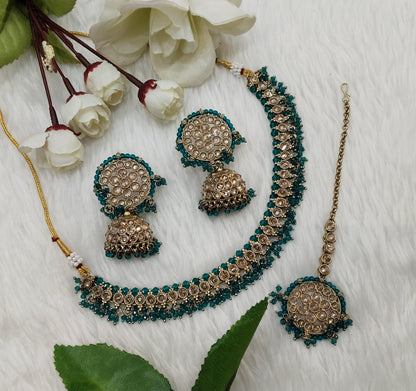 Rama Green Antique Gold Necklace Indian Jewellery Naman Set