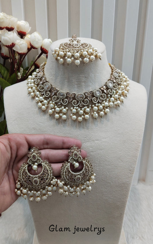 Antique Gold Necklace Indian Jewellery Mangu Set