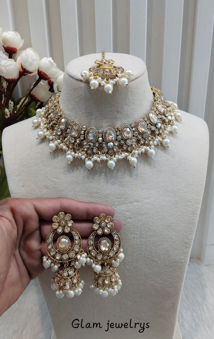 Antique Gold Necklace Indian Jewellery Nehal Set