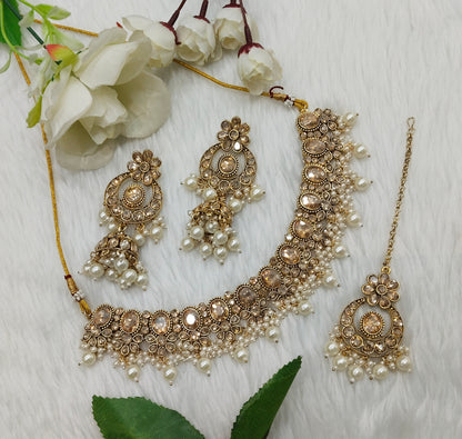 Antique Gold Necklace Indian Jewellery Nehal Set