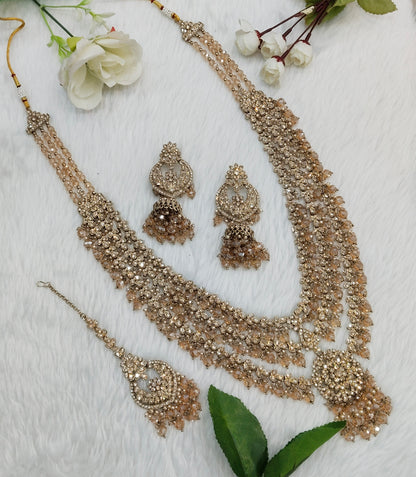 Antique Gold Long Rani Haar Necklace Indian Jewellery Shallu Set