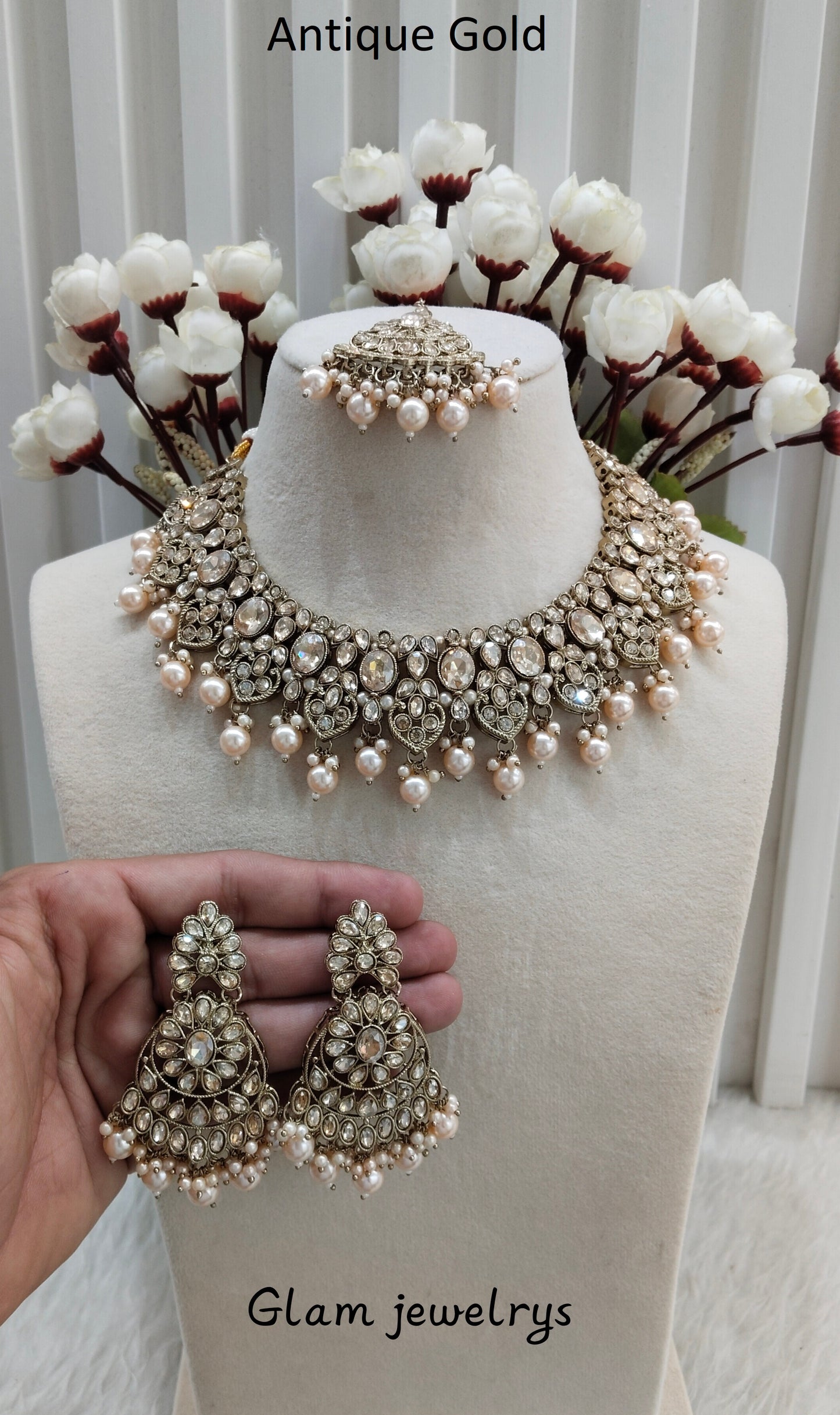 Antique Gold Necklace Indian Jewellery Rasha Set