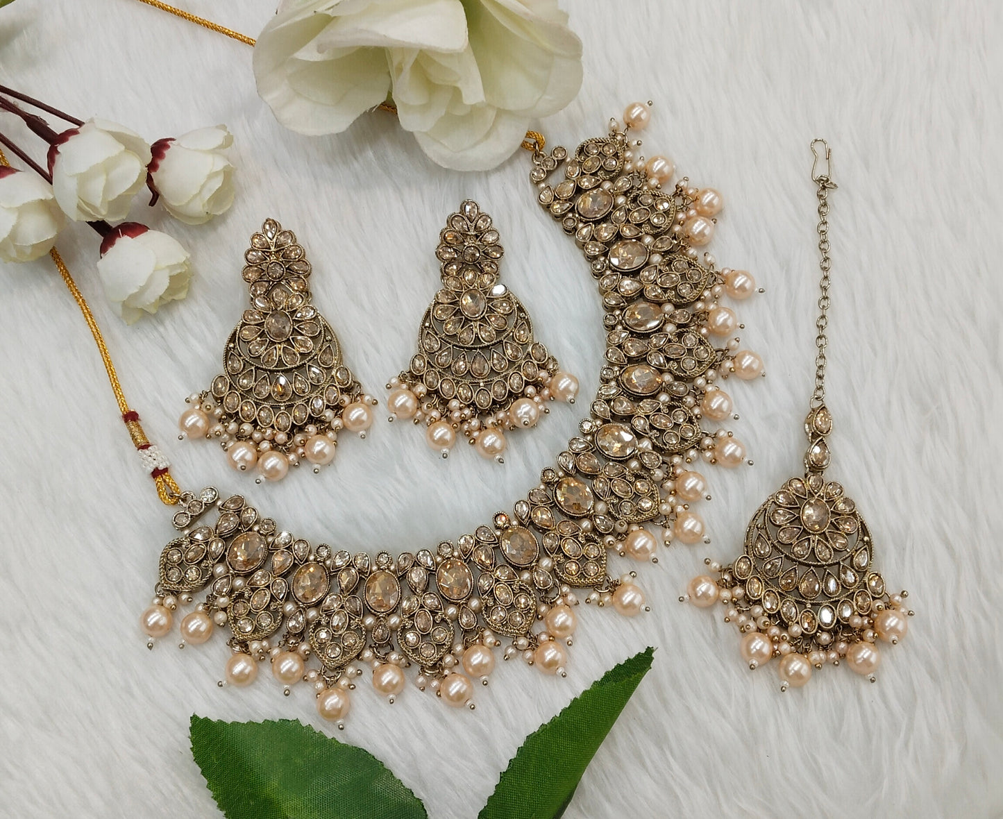 Antique Gold Necklace Indian Jewellery Rasha Set