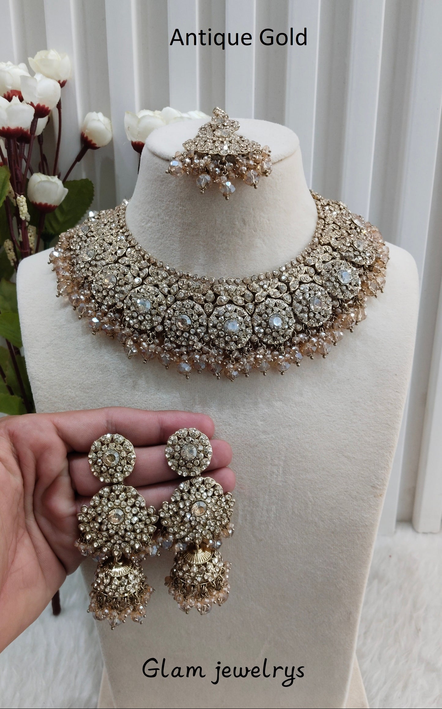 Antique Gold Necklace Indian Jewellery Meenu Set