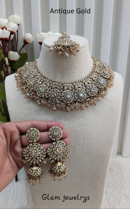 Antique Gold Necklace Indian Jewellery Meenu Set