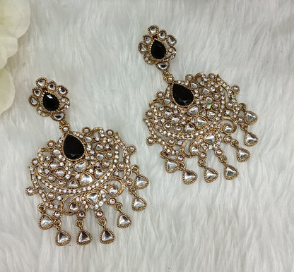 Black Antique Gold Indian Bollywood Yadav Earrings