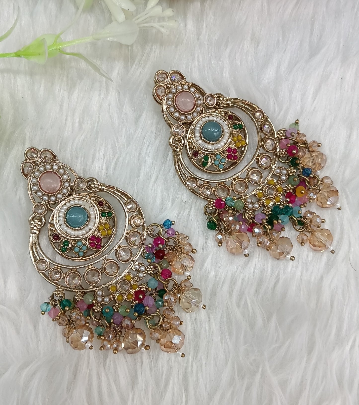 Multi Color Kundan Chandbali Indian Bollywood Dvinder Earrings